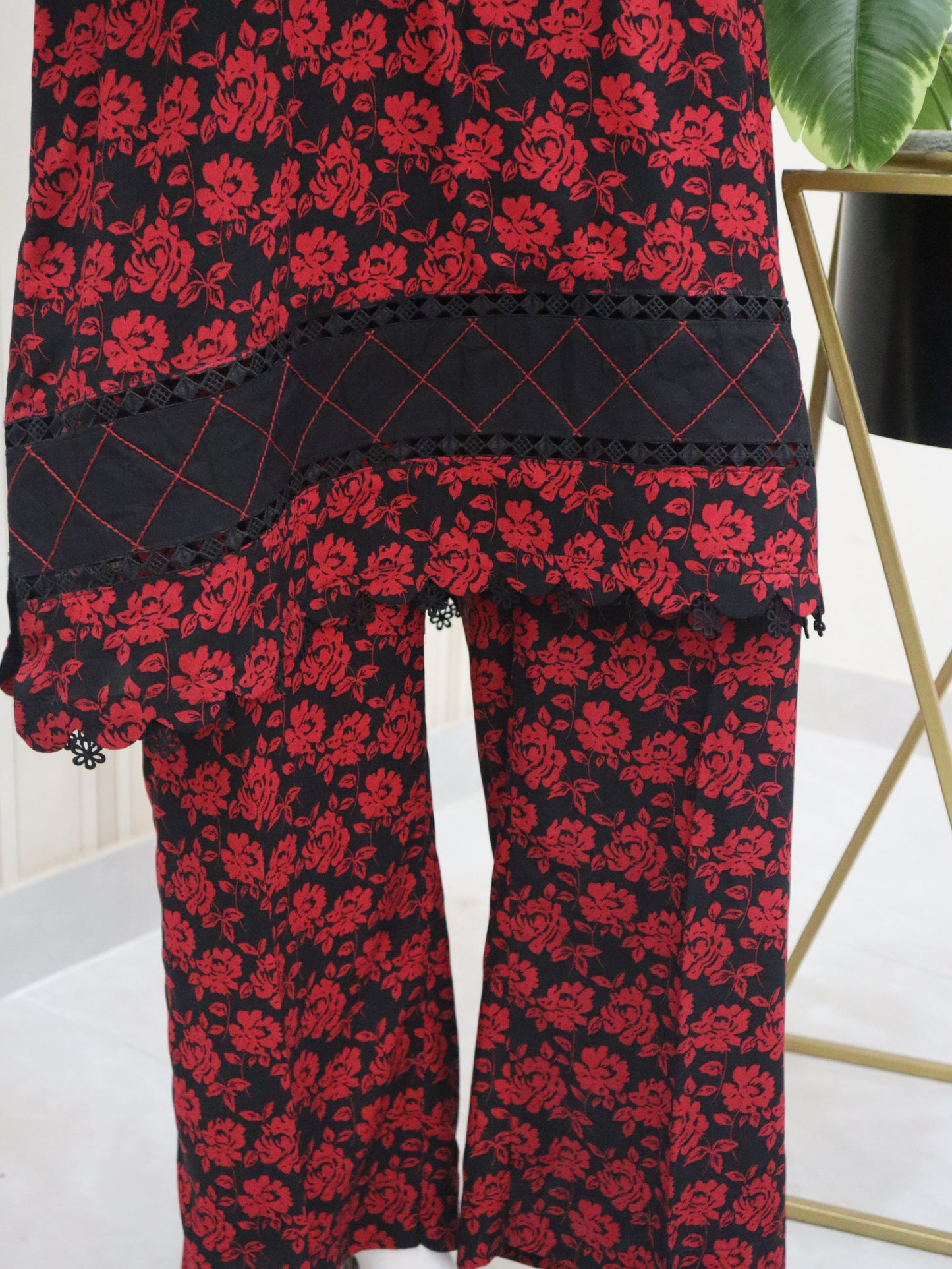 2 Pcs Stitched Stone Linen (24SW50)