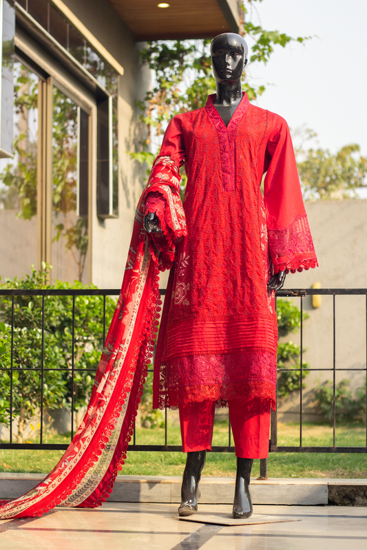 Schiffly Chickenkari - 3 Pcs Unstitched (24SS02)
