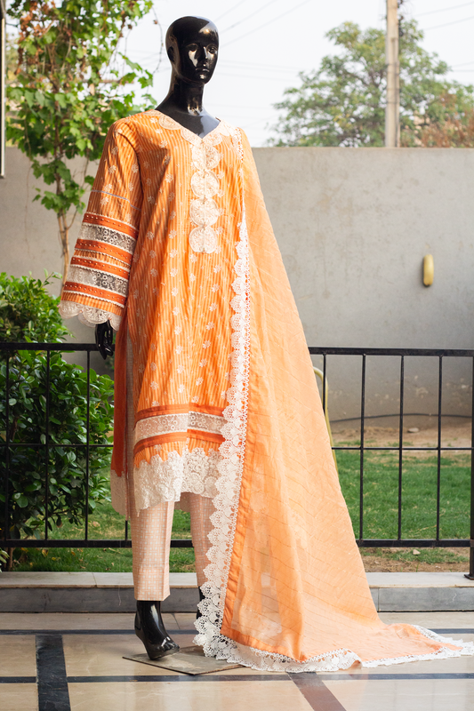 Schiffly Embroidered - 3 Pcs Unstitched (24SS05)