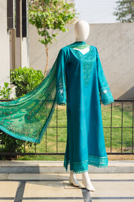 Schiffly Embroidered Luxury - 3 Pcs Unstitched (24SS07)