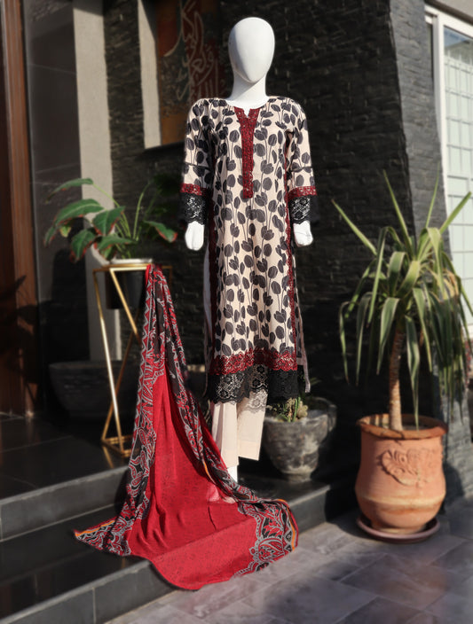 Schiffly Lawn - 3 Pcs Unstitched (24SS12)