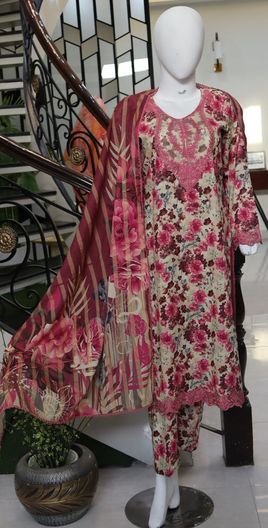 Schiffly Lawn - 3 Pcs Unstitched (24SS13)