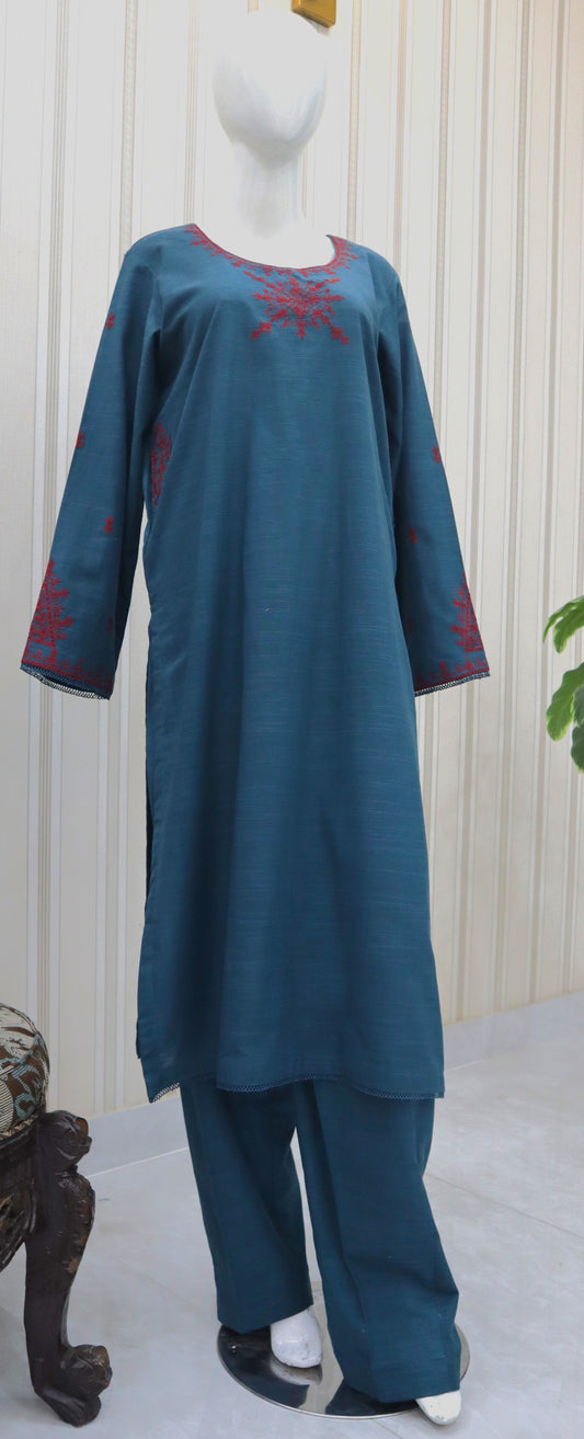 2 Pc Khaddar Embroidered Unstitched (24SW55)