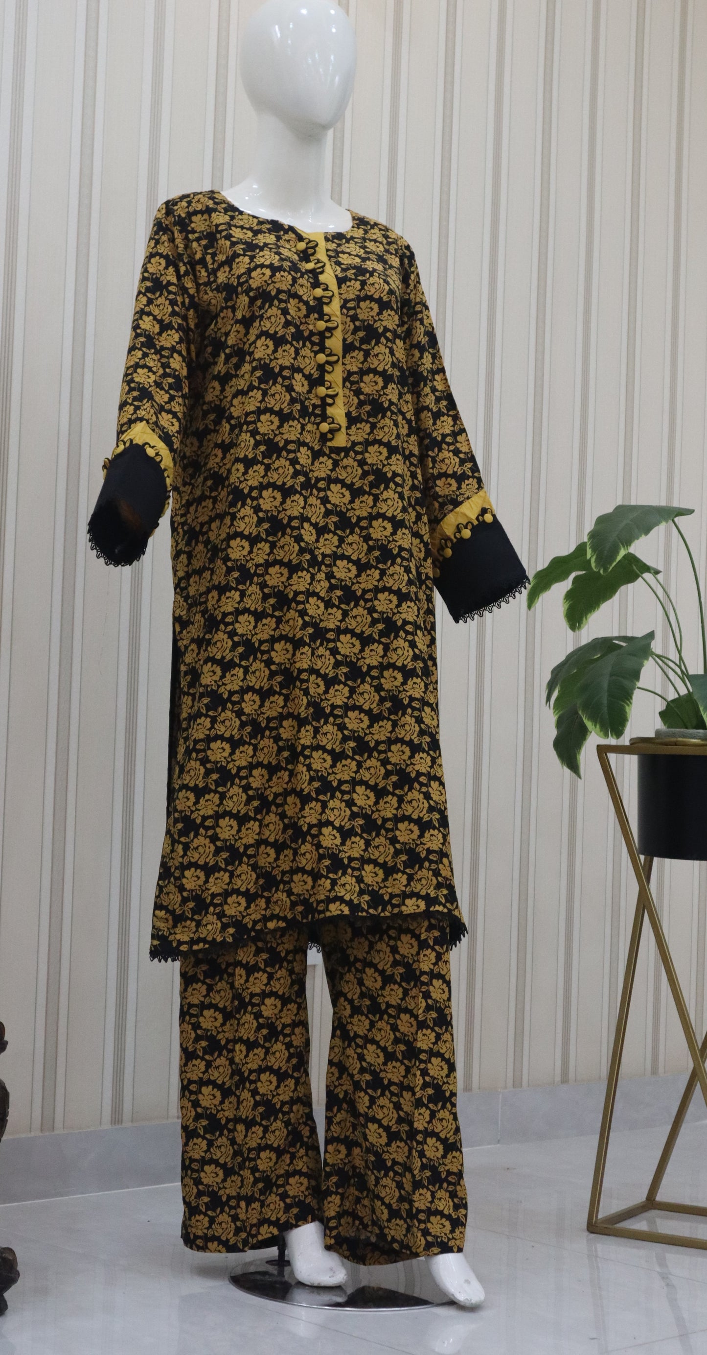 2 Pcs Stitched Stone Linen (24SW51)