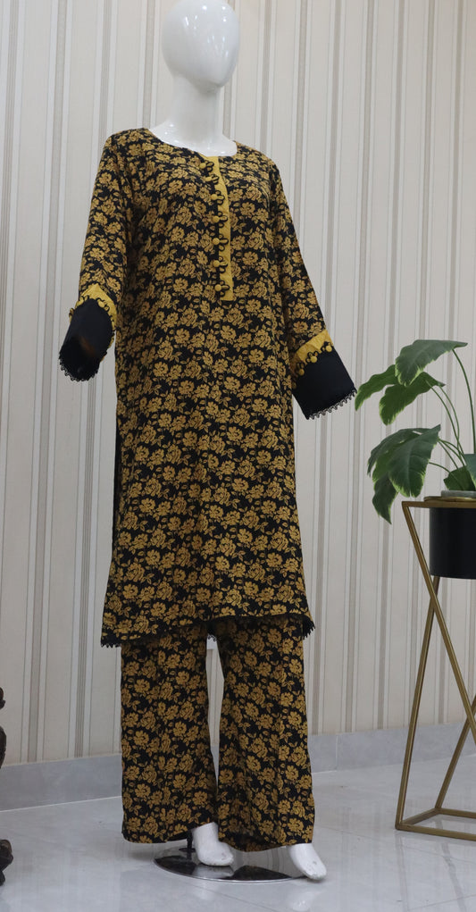 2 Pcs Stitched Stone Linen (24SW51)